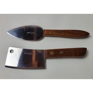 Hickory Farms of Ohio Vintage Cheese Knife Set Mini Cleaver Spreader Wood Handle